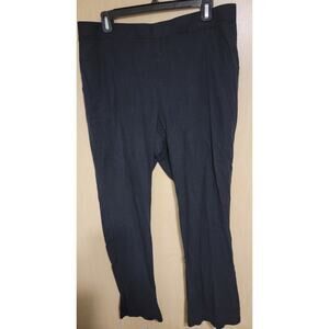 Jessica London Womans Linen Blend Pants Plus Size 18W petite Black Pockets